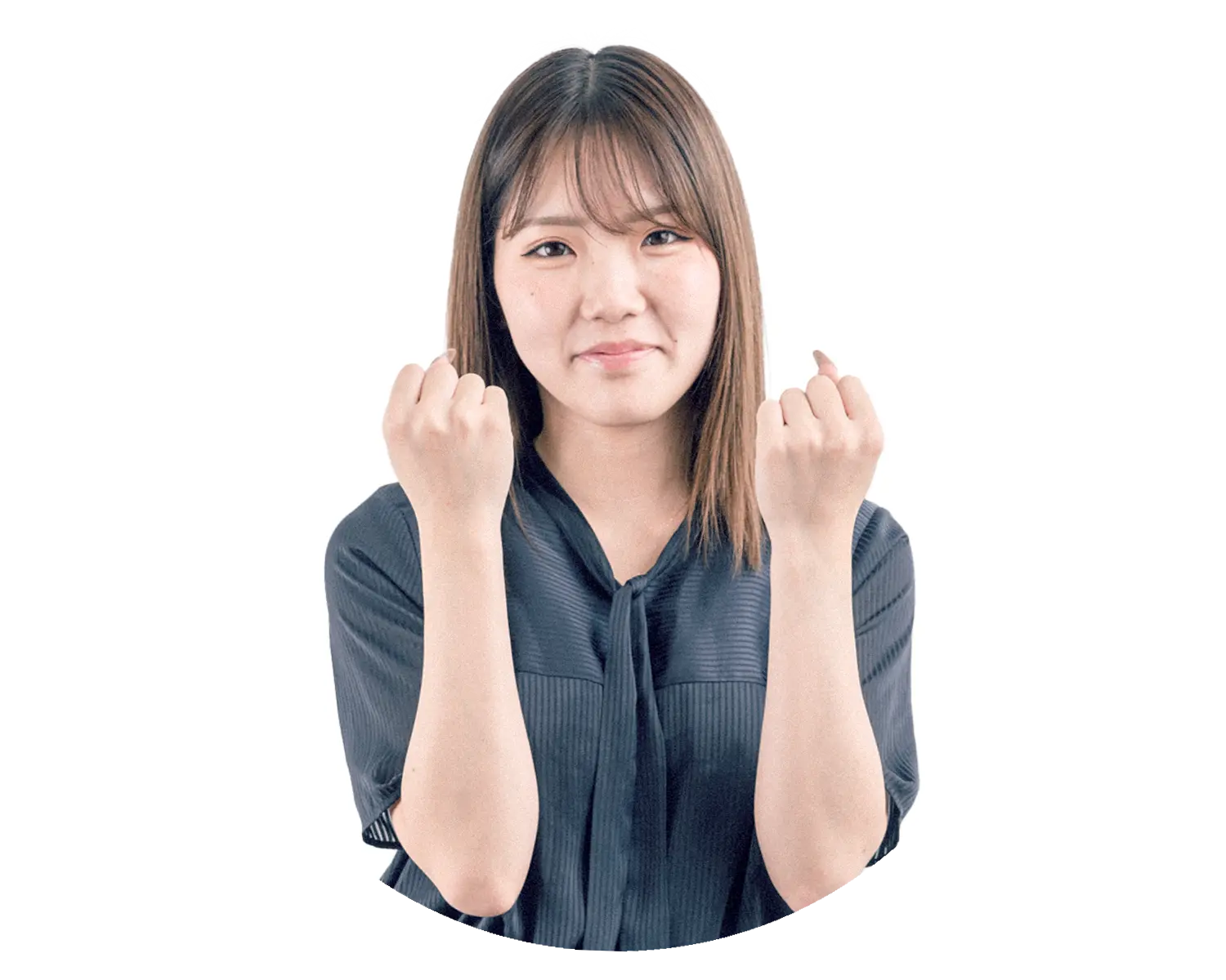 ガッツポーズをする女性